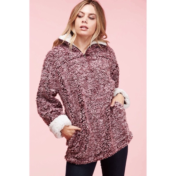 Hannah Beury Sweaters - LAST ONE! Sherpa Pullover-BURGUNDY